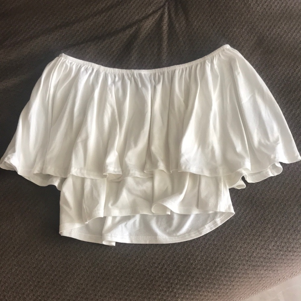 Boohoo ivory OTS crop top